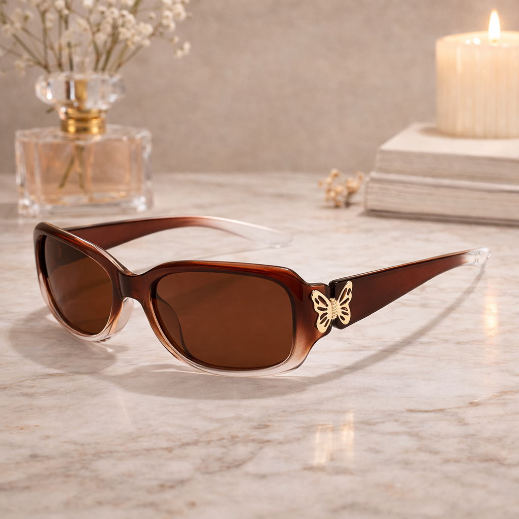 Chic Retro Wraparound Sunglasses for Women – Polarized UV400 Protection with Elegant Butterfly Accents