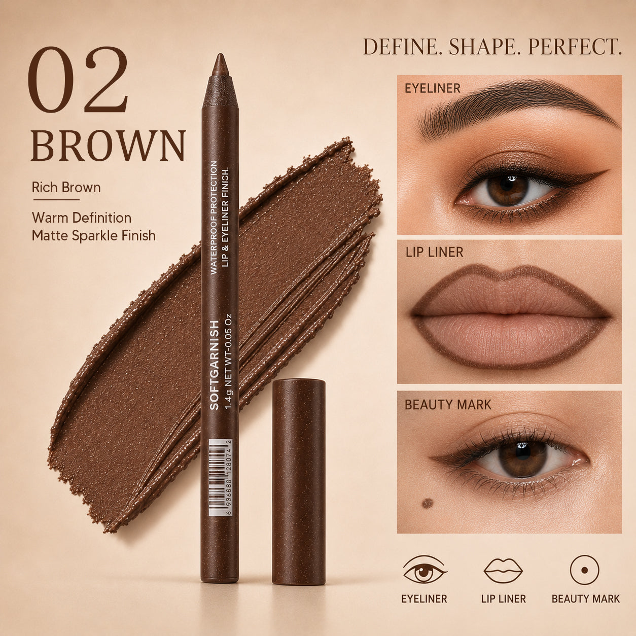 12-SHADE COLORED GEL EYELINER + METALLIC & SHIMMER FINISHES