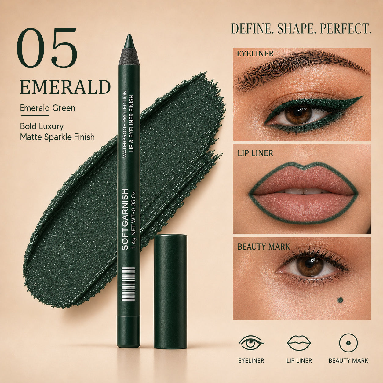 12-SHADE COLORED GEL EYELINER + METALLIC & SHIMMER FINISHES