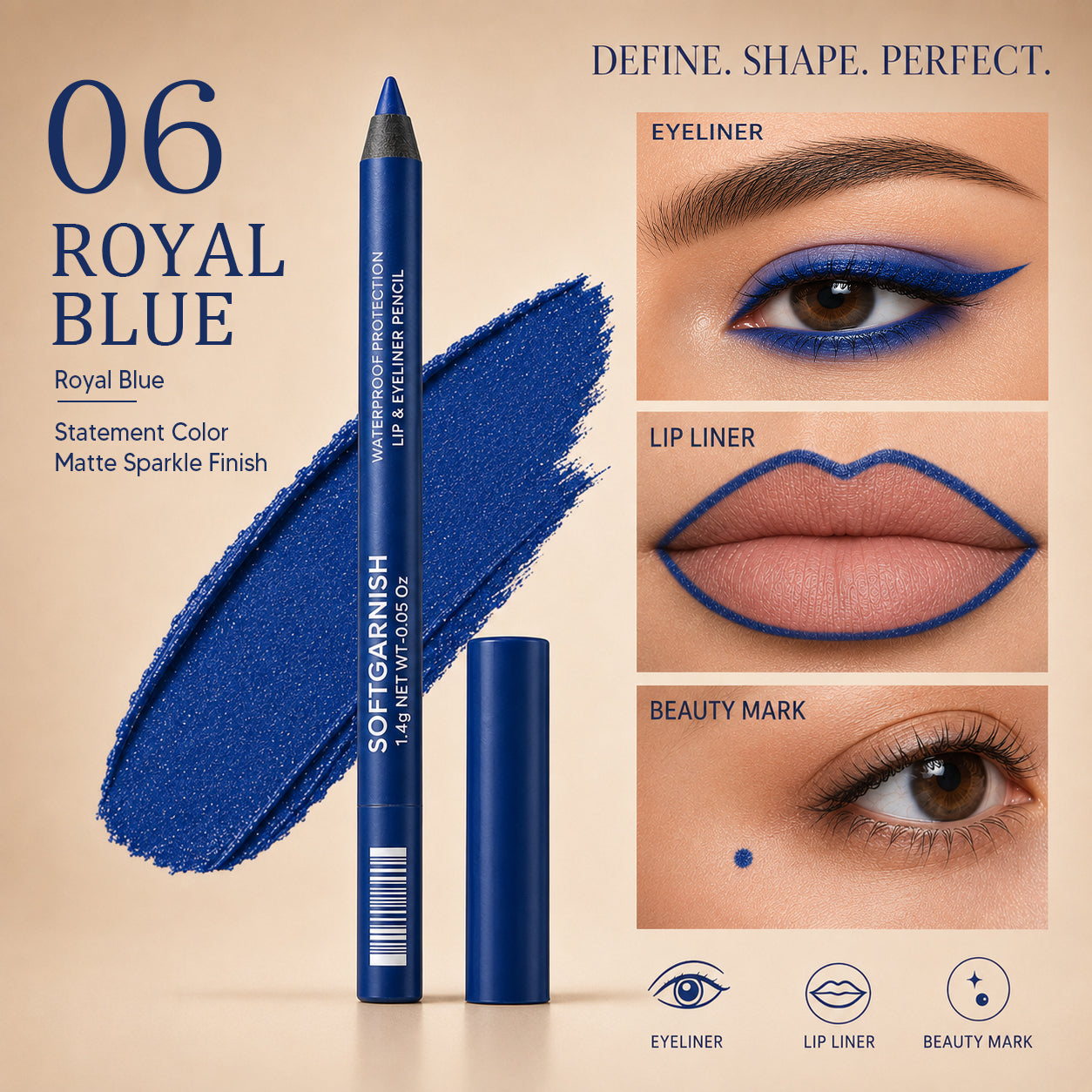 12-SHADE COLORED GEL EYELINER + METALLIC & SHIMMER FINISHES