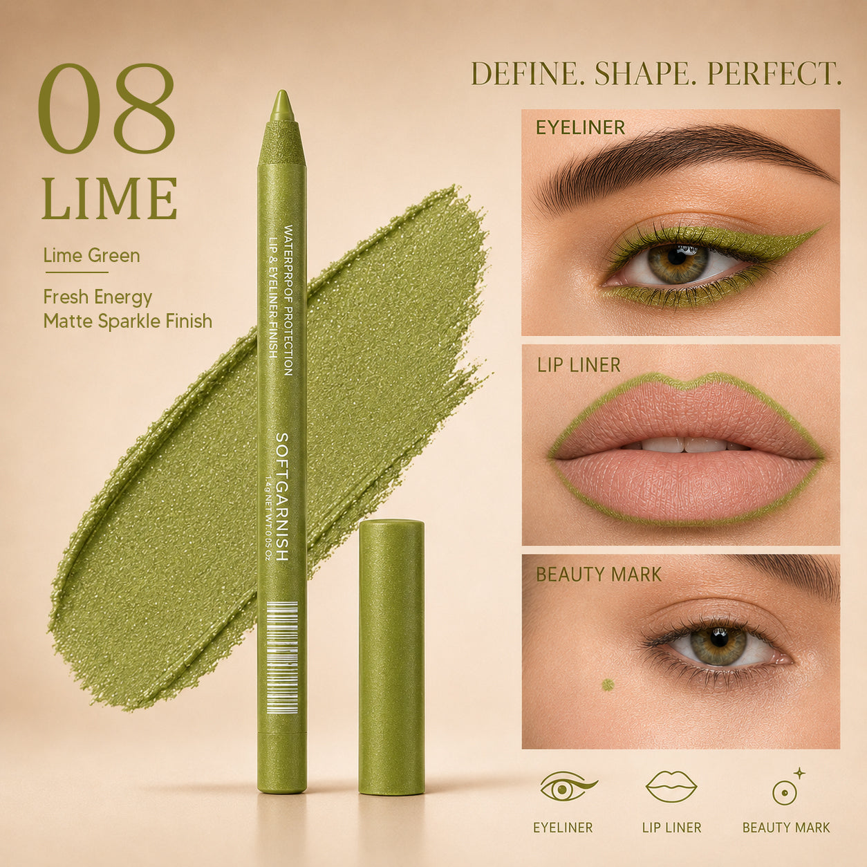 12-SHADE COLORED GEL EYELINER + METALLIC & SHIMMER FINISHES