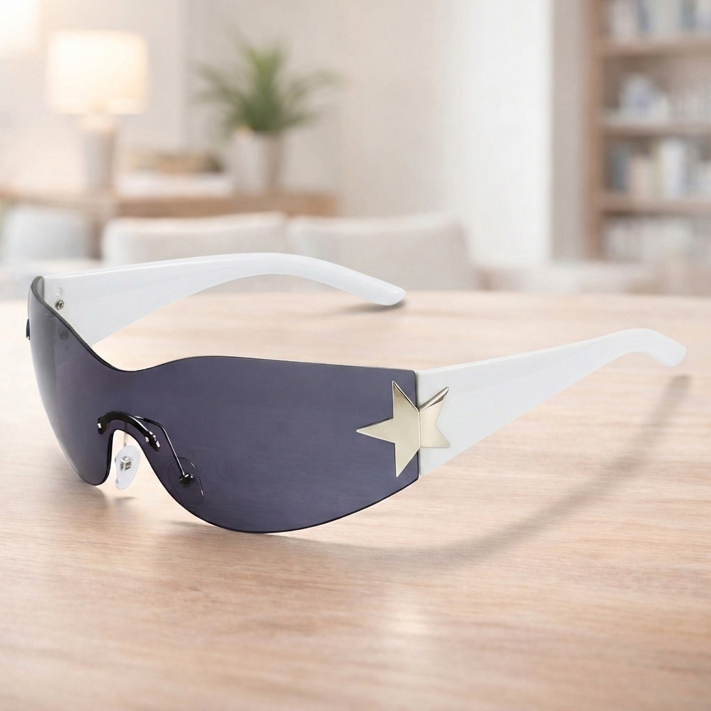 Star Accent Shield Sunglasses – Futuristic UV400 Fashion Shades
