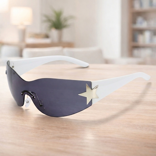 Star Accent Shield Sunglasses – Futuristic UV400 Fashion Shades