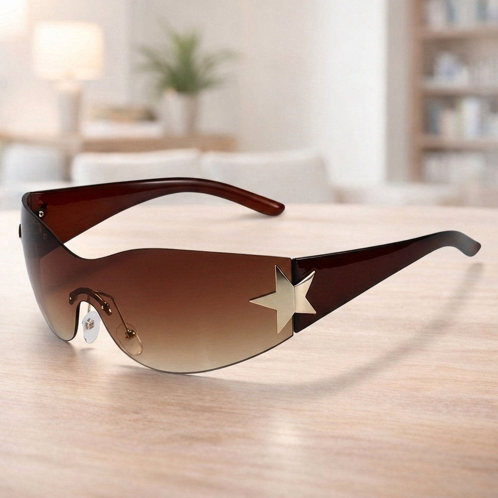 Star Accent Shield Sunglasses – Futuristic UV400 Fashion Shades