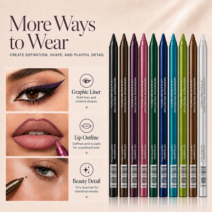 12-SHADE COLORED GEL EYELINER + METALLIC & SHIMMER FINISHES