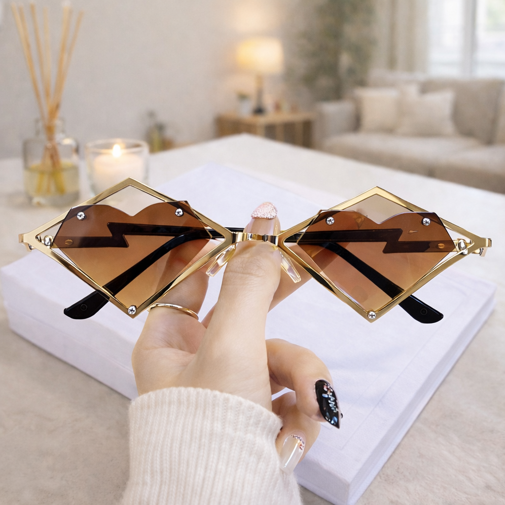 Metal Frames Heart-Shaped Sunglasses Without Frame – UV400 Degrade Steampunk Tones