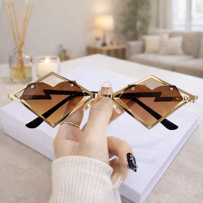 Metal Frames Heart-Shaped Sunglasses Without Frame – UV400 Degrade Steampunk Tones