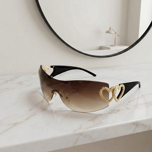 Trendy Frameless Y2K Sunglasses – Bold Shield UV400 Protection