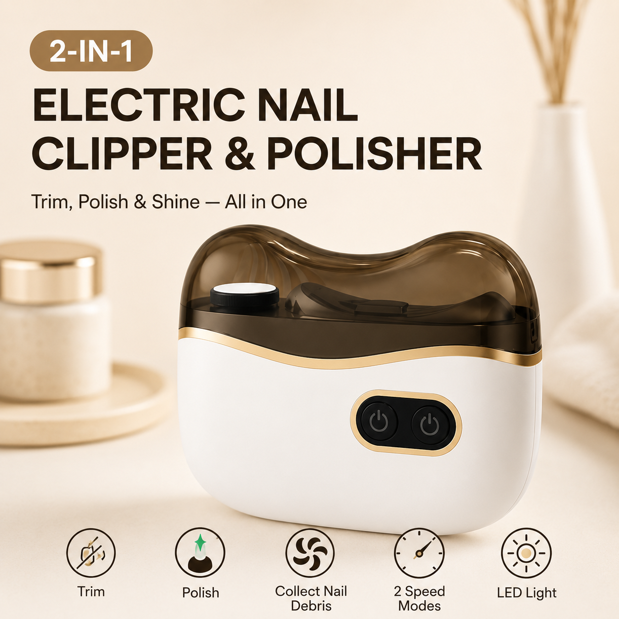 🔥 LAST DAY PROMOTION - 50%OFF 🔥💅2-in-1 Electric Nail Clipper & Polisher