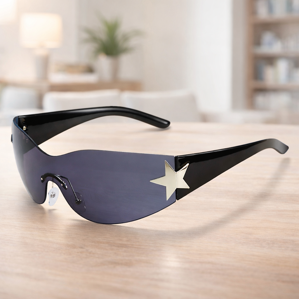 Star Accent Shield Sunglasses – Futuristic UV400 Fashion Shades