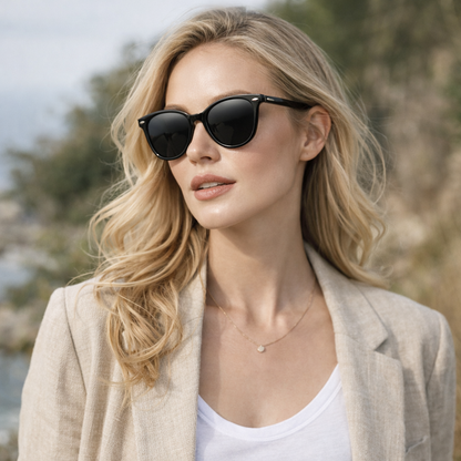 Chic Women’s Sunglasses – Large Gold Metal Frame, Polarized UV400, Anti-Glare