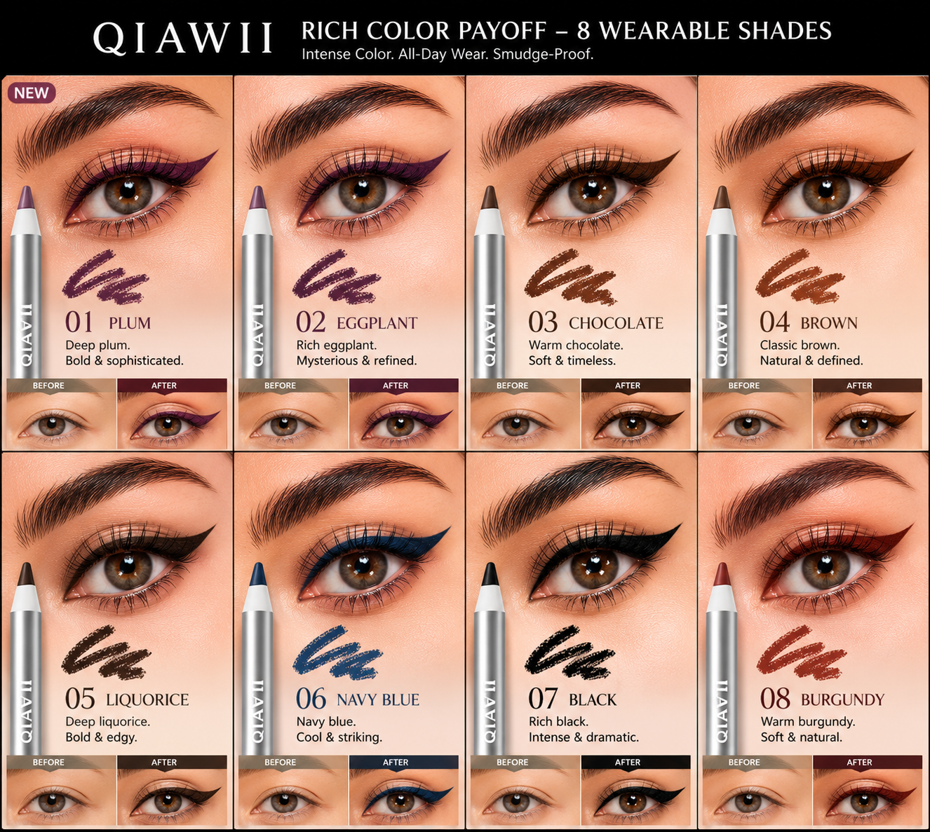 QIAWI Waterproof Eyeliner Pencil