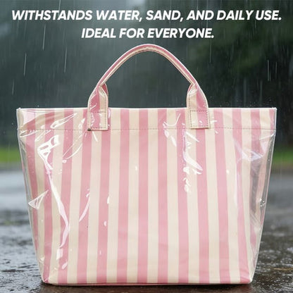 👜Striped Canvas Tote Bag – Everyday Chic & Spacious Carryall