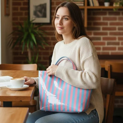 👜Striped Canvas Tote Bag – Everyday Chic & Spacious Carryall