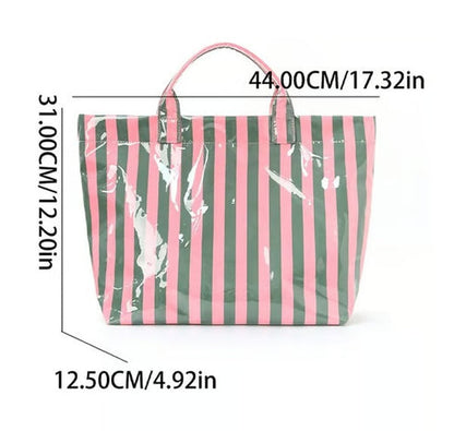👜Striped Canvas Tote Bag – Everyday Chic & Spacious Carryall