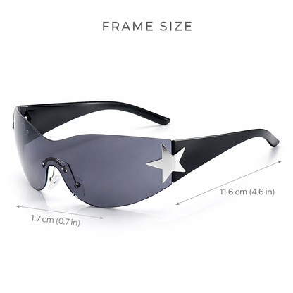 Star Accent Shield Sunglasses – Futuristic UV400 Fashion Shades