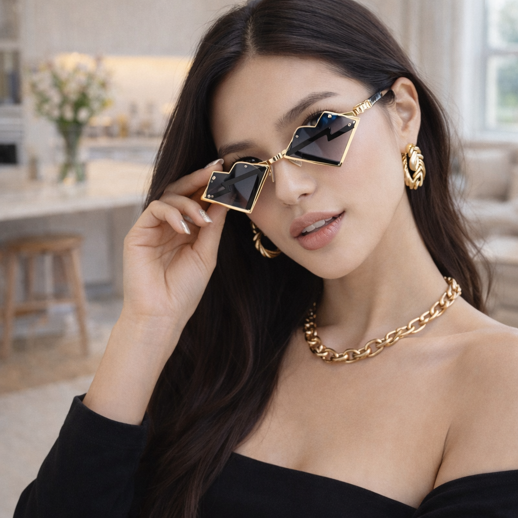Metal Frames Heart-Shaped Sunglasses Without Frame – UV400 Degrade Steampunk Tones